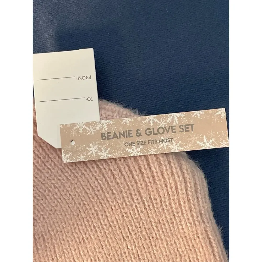 Accessory Innovations Pink Smoke‎ Star Sequin Beanie and Glove Set UB224272 NWT